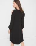 WB639 WHBM Split-Front Black Chiffon Dress