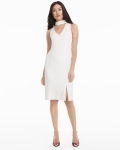 WDVCSD01 WHBM V-NECK CHOKER SHEATH DRESS