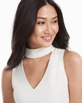 WDVCSD01 WHBM V-NECK CHOKER SHEATH DRESS