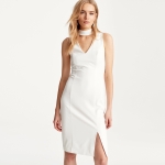 WDVCSD01 WHBM V-NECK CHOKER SHEATH DRESS