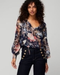 WPLSTVB01 WHBM Tie V-Neck Blouse