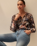 WPLSTVB01 WHBM Tie V-Neck Blouse