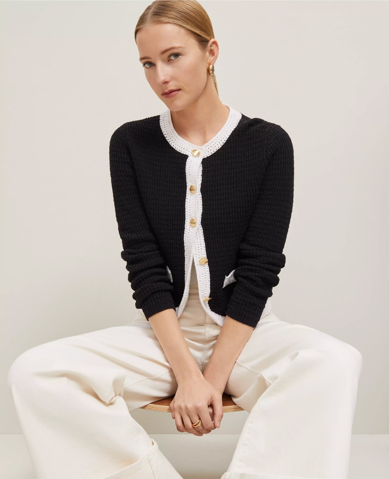 ATCCHSJ01 Ann Taylor Colorblock Sweater Jacket