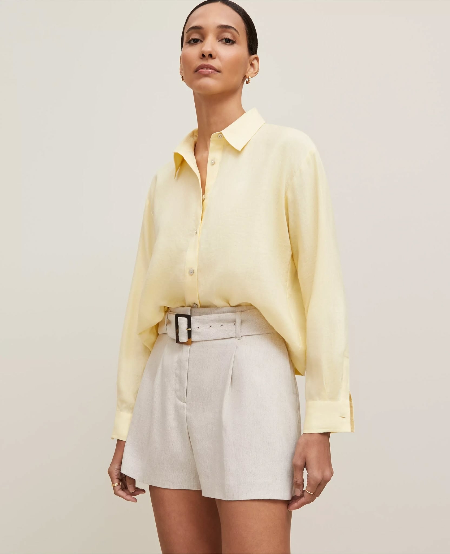 ATCLS01 AnnTaylor Cropped Linen Shirt