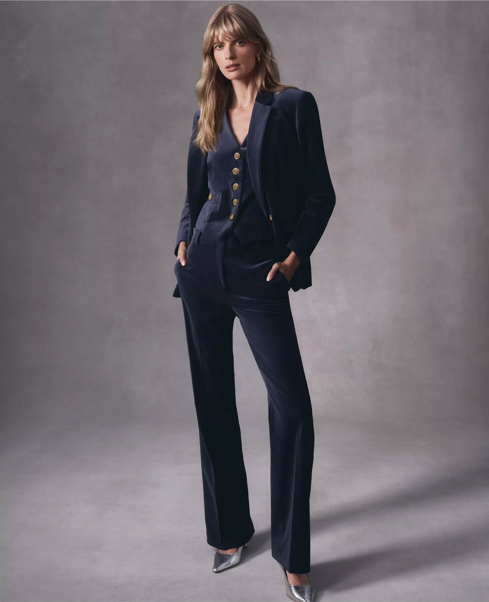 ATJTVP01 Ann Taylor Velvet Button Vest & Tailored Pant