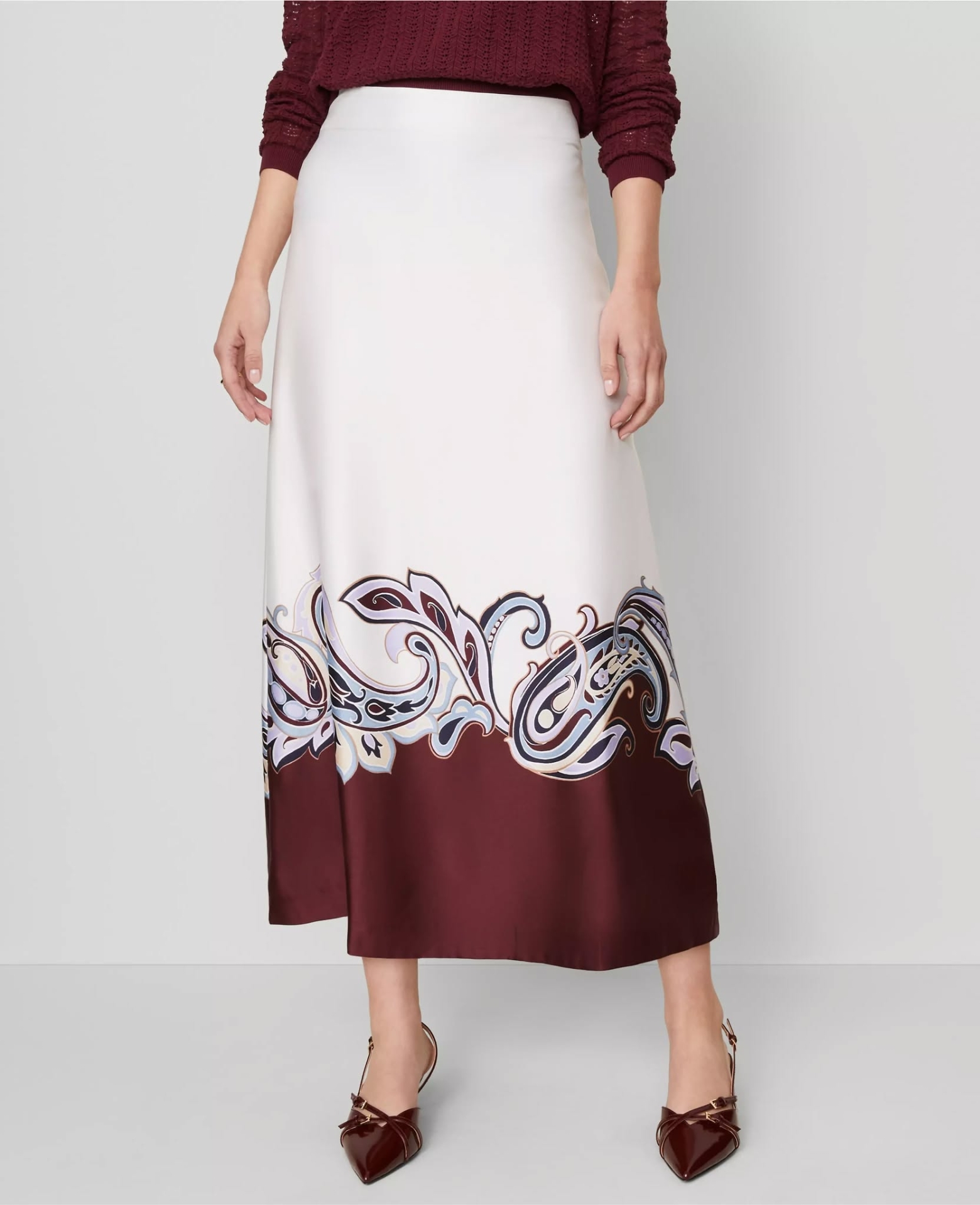 ATPSMS01 Ann Taylor Paisley Midi Skirt