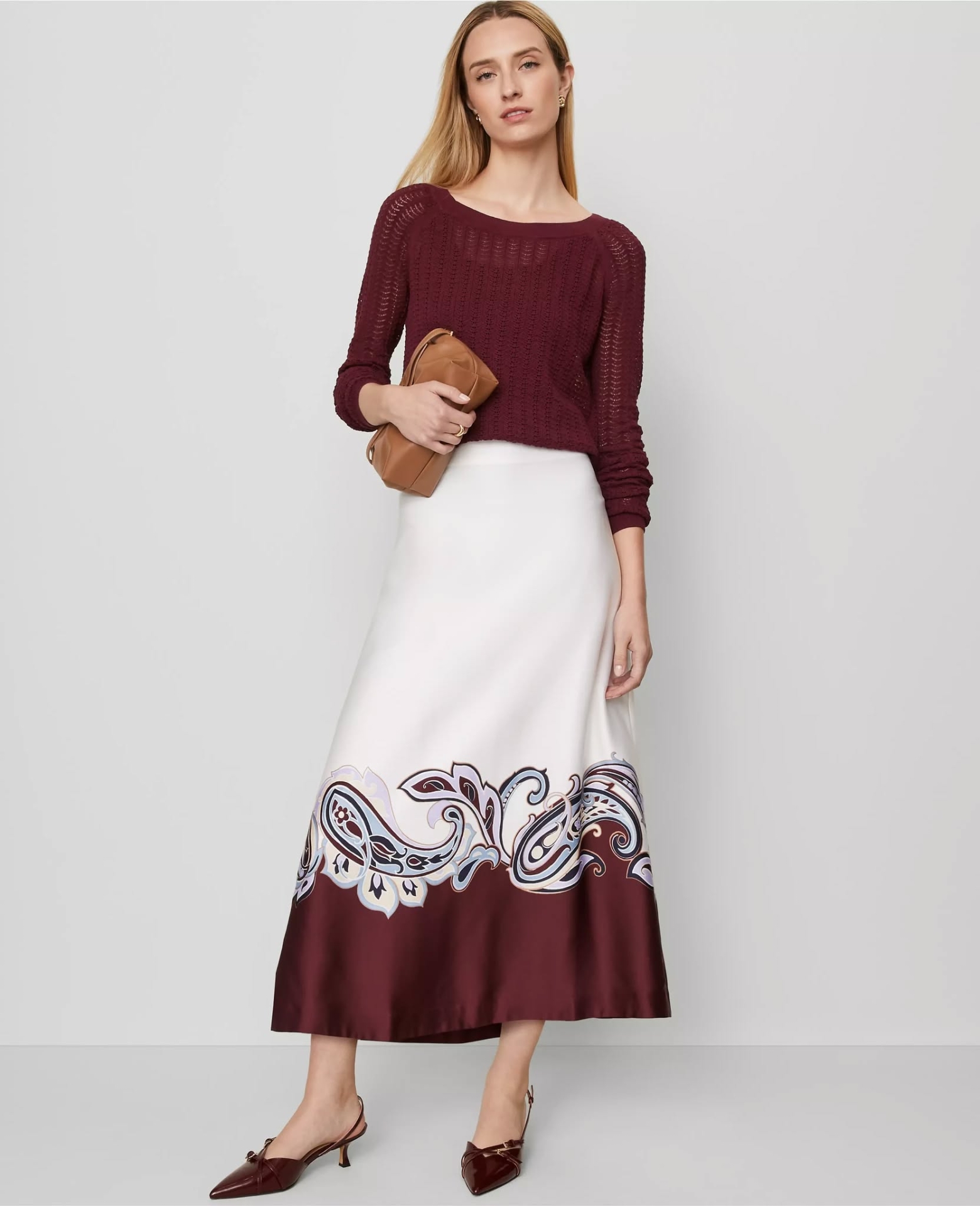 ATPSMS01 Ann Taylor Paisley Midi Skirt