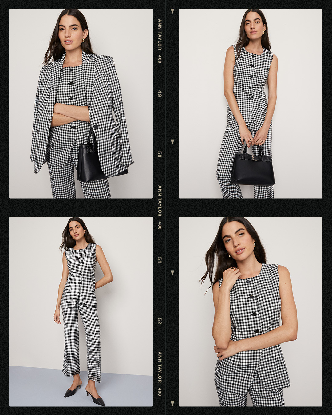 ATTFPIG01 Ann Taylor Gingham Tailored Vest & Flare Pant