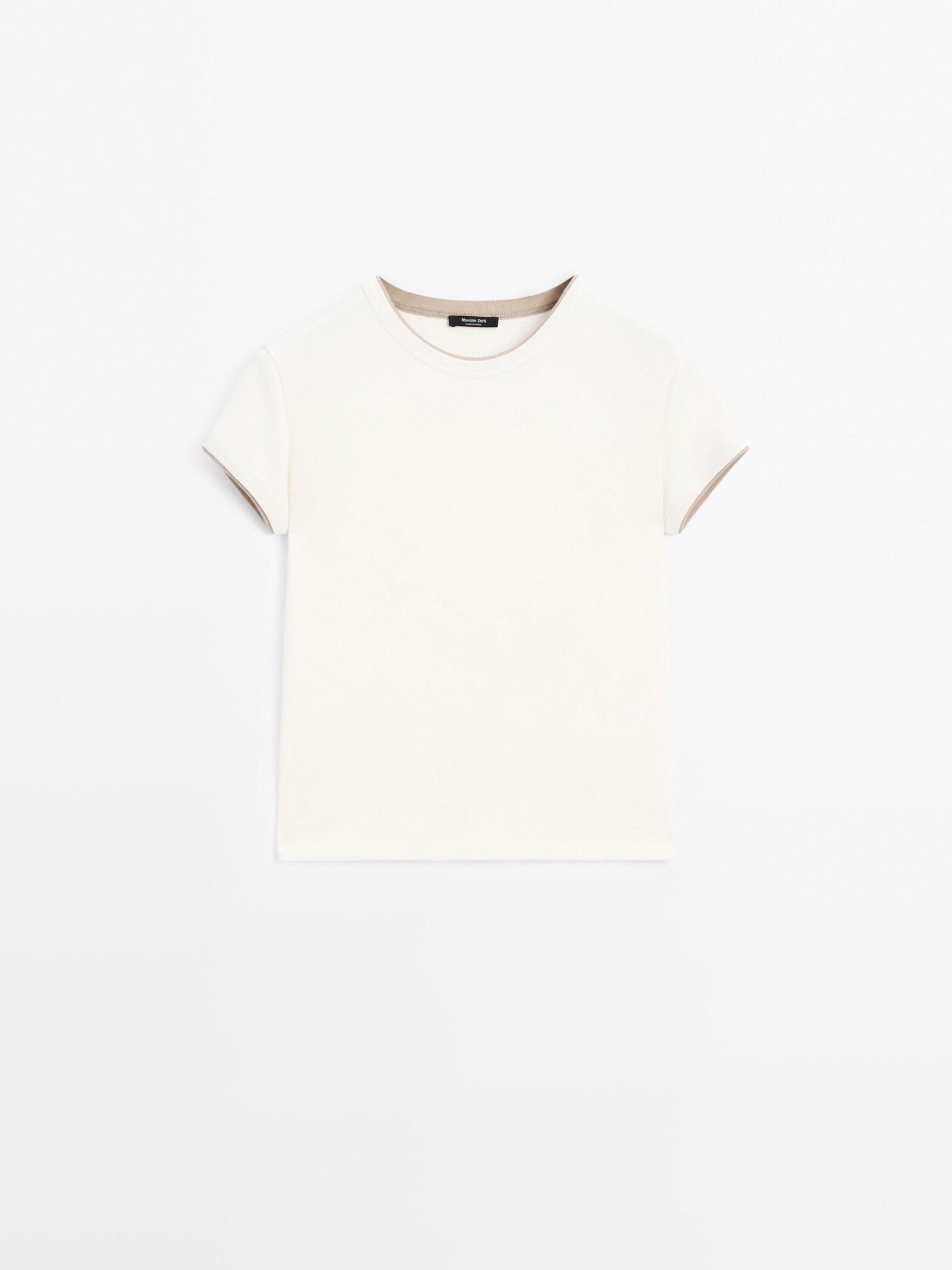 MD1CCRT02 MASSIMO DUTTI RIBBED COTTON T-SHIRT