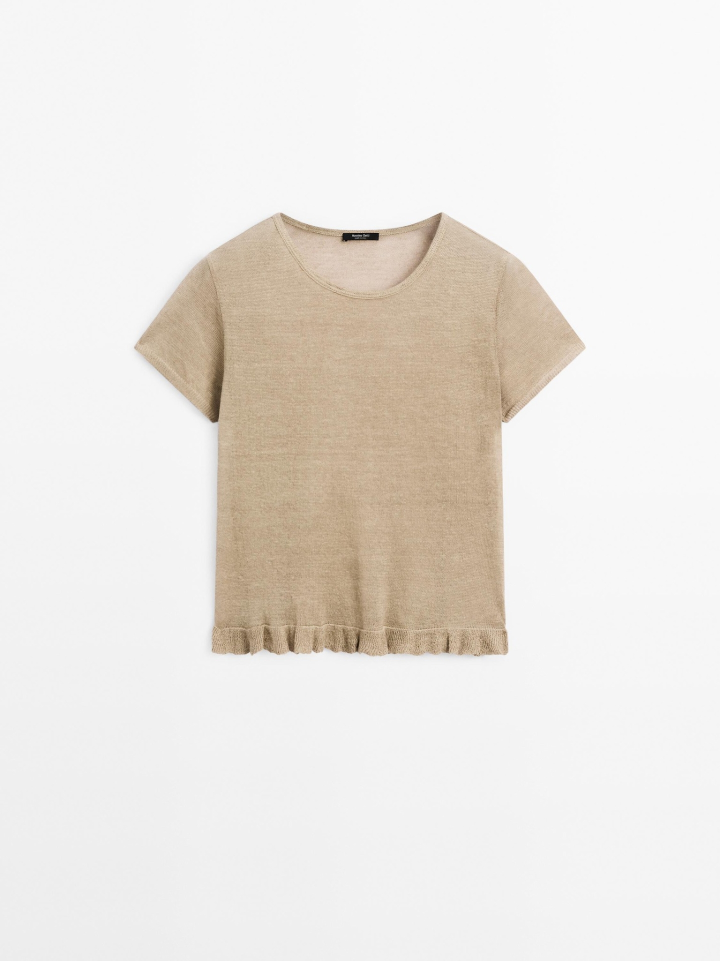 MD1LTWRH01 Massimo Dutti Linen Top With Ruffled Hem