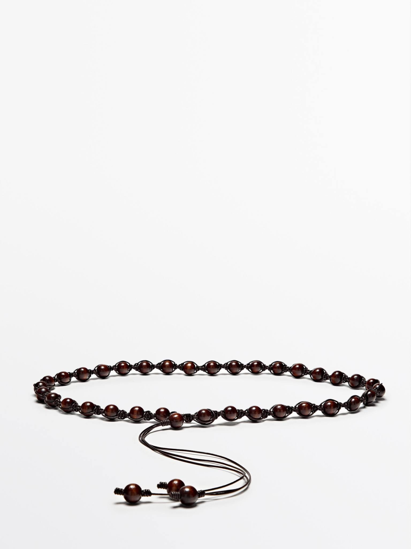 MDCWALBB01 Massimo Dutti Wood & Leather Bead Belt