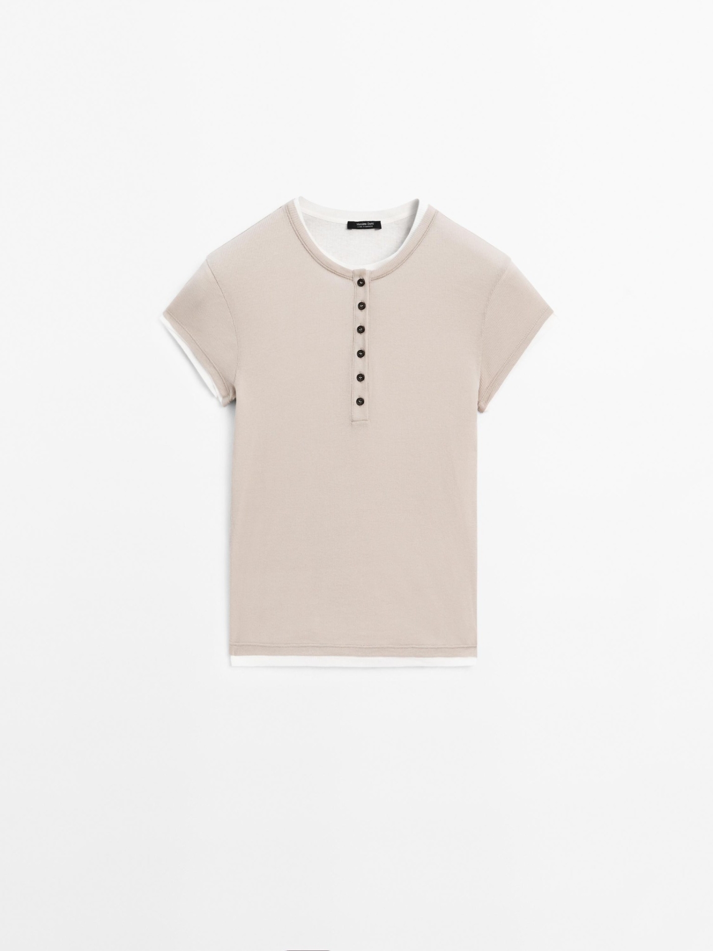MDDCHT01 MASSIMO DUTTI DOUBLE-LAYER COTTON T-SHIRT