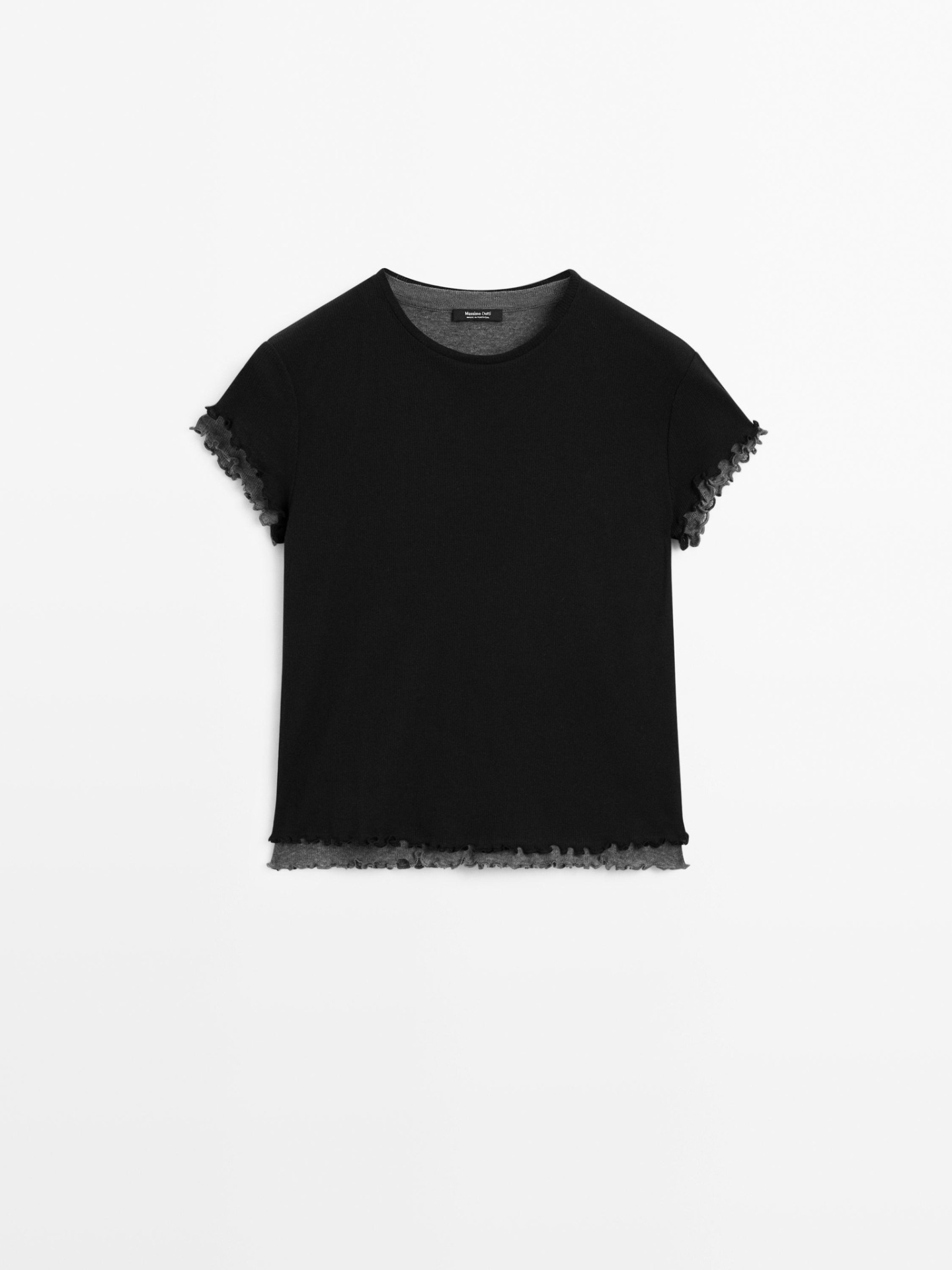 MDDTWWRD01 MASSIMO DUTTI DOUBLE-LAYER COTTON T-SHIRT