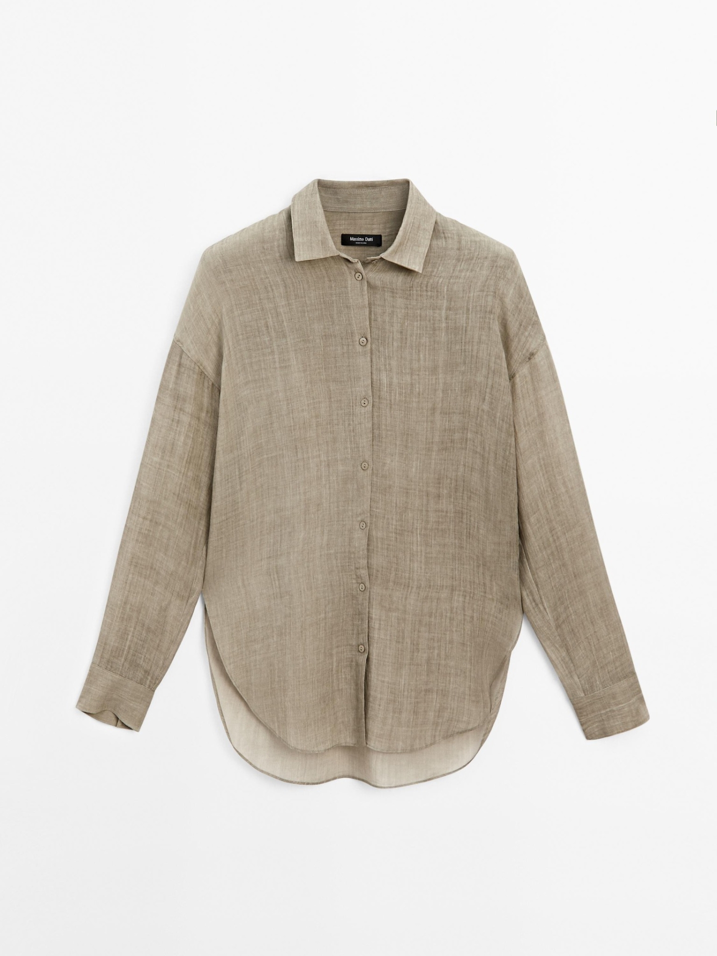 MDFMRBS01 Massimo Dutti Flowing Ramie Relaxed Shirt