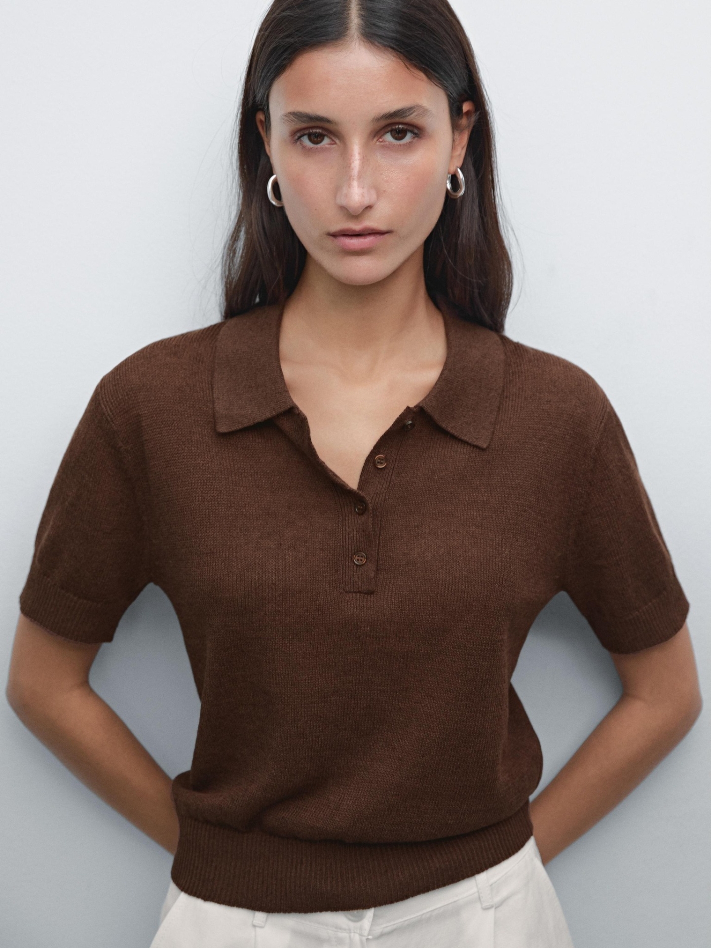 MDLBCPS03 Massimo Dutti Cutwork Polo Sweater