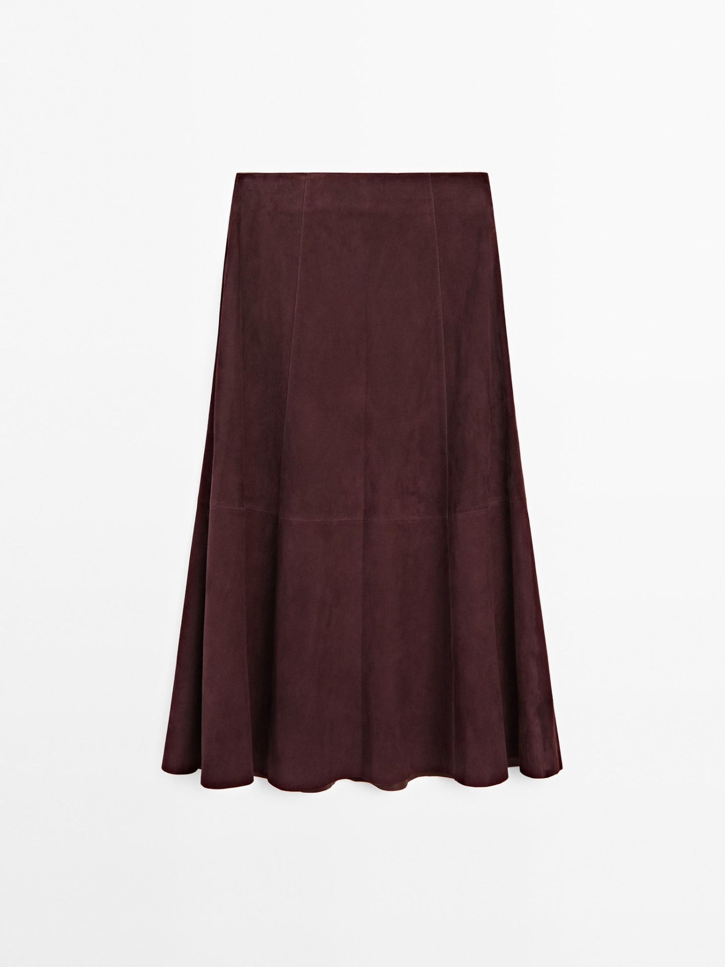 MDSLFSWS01 Massimo Dutti Suede Leather Flounce Skirt