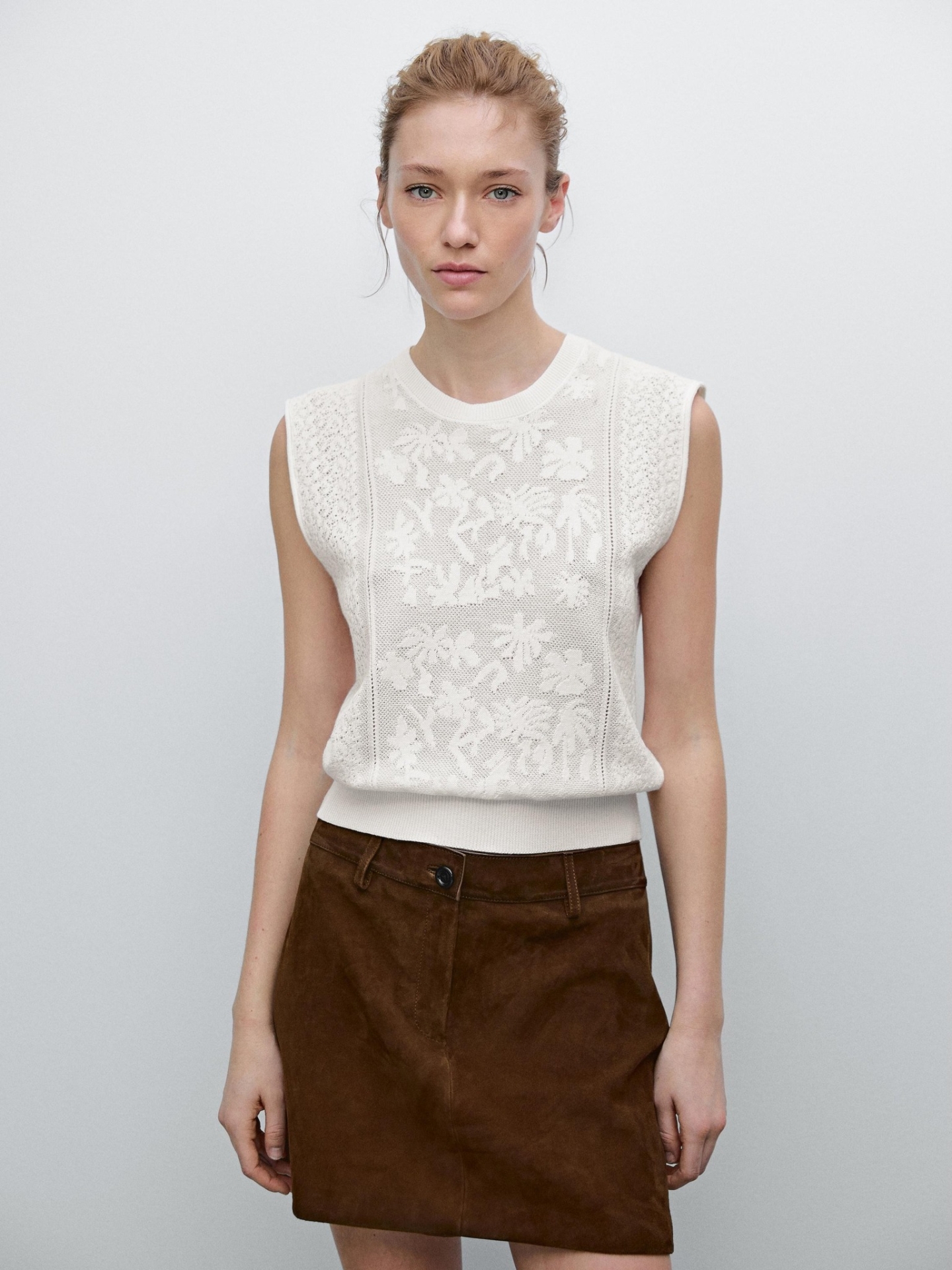 MDSTWLD01 Massimo Dutti Lace Detail Top