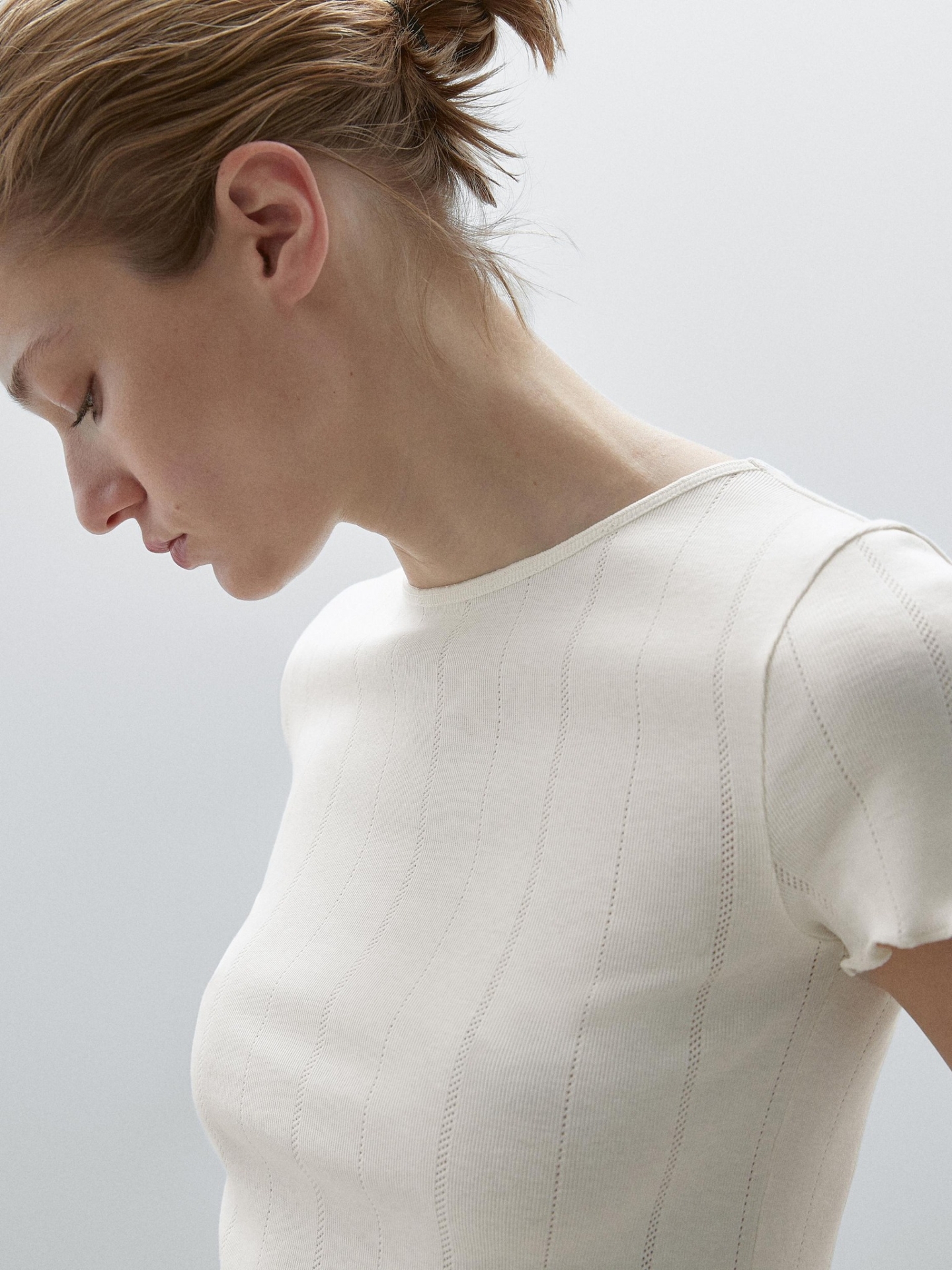 MDWRCPT01 MASSIMO DUTTI RIBBED COTTON T-SHIRT