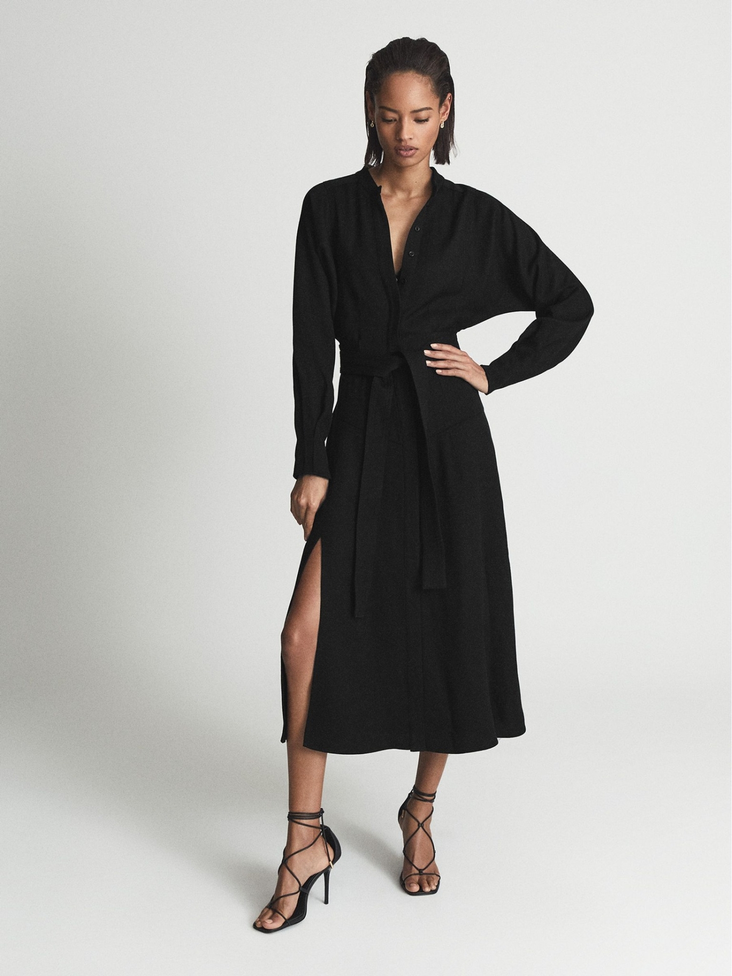 RDPBMSD01 REISS PETITE MIDI SHIRT DRESS