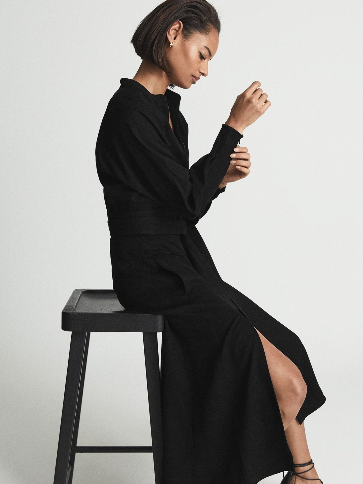 RDPBMSD01 REISS PETITE MIDI SHIRT DRESS