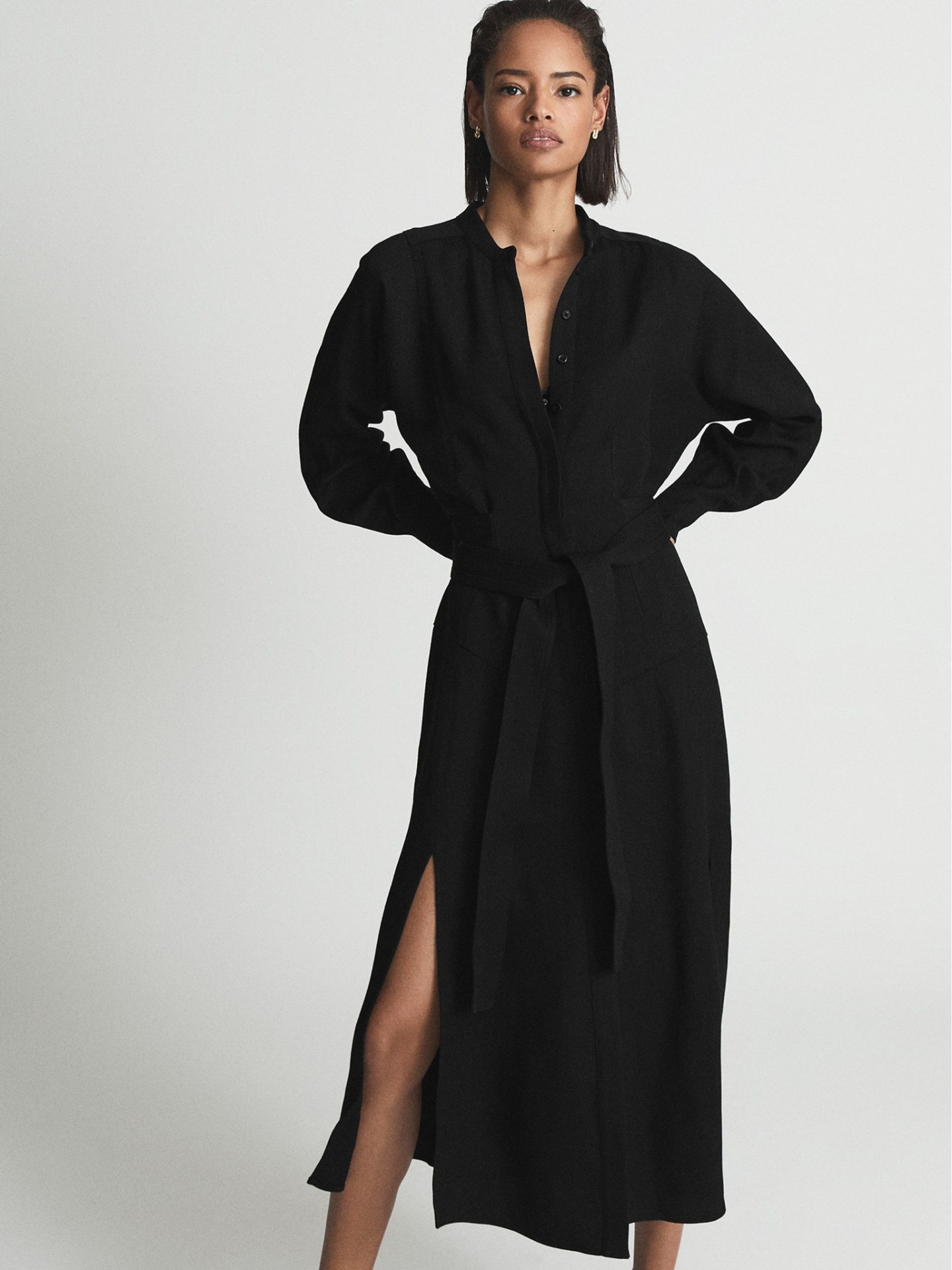 RDPBMSD01 REISS PETITE MIDI SHIRT DRESS