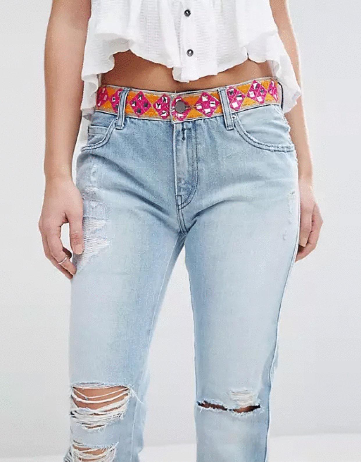 RSJWRAEFH01 Replay Straight Jeans with Rips and Extreme Frayed Hem