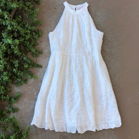 TBLHSED01 TED BAKER LONDON HALTERNECK SKATER EMBROIDERED DRESS