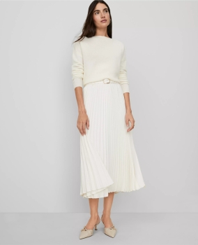 ATBPMS01 Ann Taylor Belted Pleated Midi Skirt