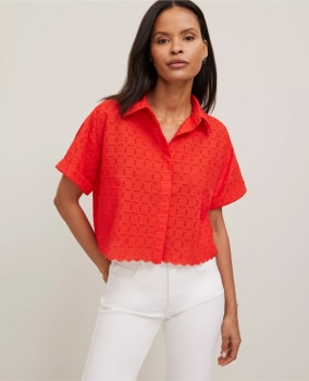 ATCES01 Ann Taylor Cotton Eyelet Shirt