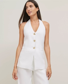 ATHVILB01 Ann Taylor Linen Halter Vest