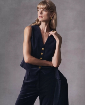 ATJTVP01 Ann Taylor Velvet Button Vest & Tailored Pant