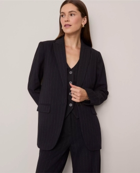 ATLBIP01 Ann Taylor Pinstripe Longline Blazer, Halter Vest & Belted Pencil Skirt