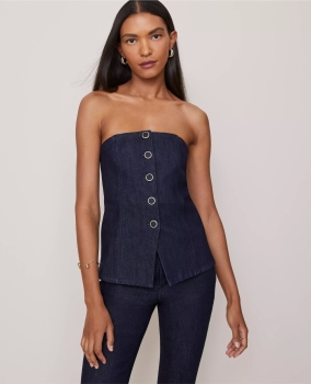 ATSDV01 Ann Taylor Strapless Denim Vest