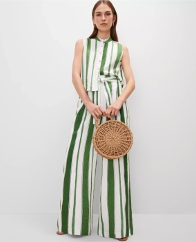 ATSLTT01 Ann Taylor Striped Linen Top