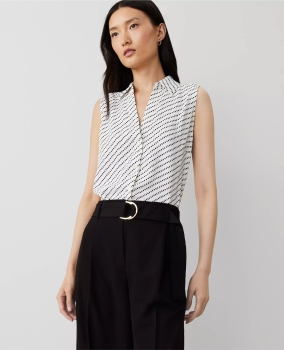 ATSSES01 Ann Taylor Stripe Sleeveless Essential Shirt