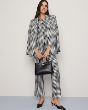 ATTFPIG01 Ann Taylor Gingham Tailored Vest & Flare Pant
