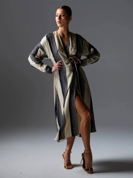 CSMWD01 COS STRIPED MIDI WRAP DRESS