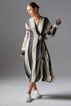 CSMWD01 COS STRIPED MIDI WRAP DRESS