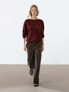 MD1LBNS01 Massimo Dutti Linen Boat Neck Sweater