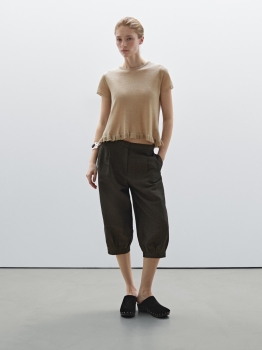 MD1LTWRH01 Massimo Dutti Linen Top With Ruffled Hem