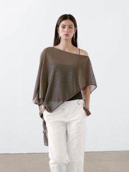 MDALBC01 Massimo Dutti Asymmetric Linen Blend Cape