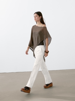 MDALBC01 Massimo Dutti Asymmetric Linen Blend Cape