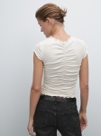 MDCTWGD01 MASSIMO DUTTI GATHERED DETAIL COTTON T-SHIRT