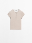 MDDCHT01 MASSIMO DUTTI DOUBLE-LAYER COTTON T-SHIRT