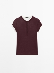MDDCHT02 MASSIMO DUTTI DOUBLE-LAYER COTTON T-SHIRT