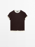 MDDTWWRD02 MASSIMO DUTTI DOUBLE-LAYER COTTON T-SHIRT