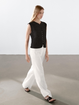 MDEW01 Massimo Dutti Smocked Waistcoat