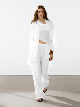 MDFLBC01 Massimo Dutti Flowing Linen Blend Cape