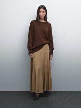 MDFLBMS01 Massimo Dutti Flounce Midi Skirt