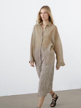 MDFMRBS01 Massimo Dutti Flowing Ramie Relaxed Shirt